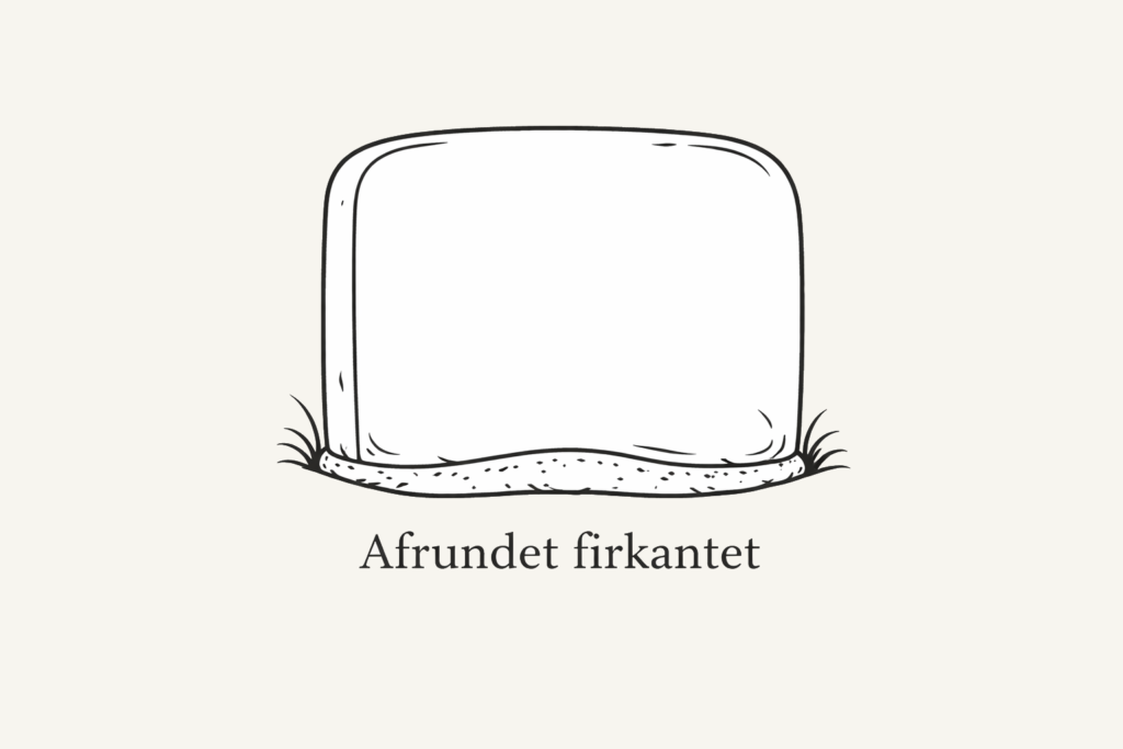 Gravstens form kaldet Afrundet firkantet eller Buet top