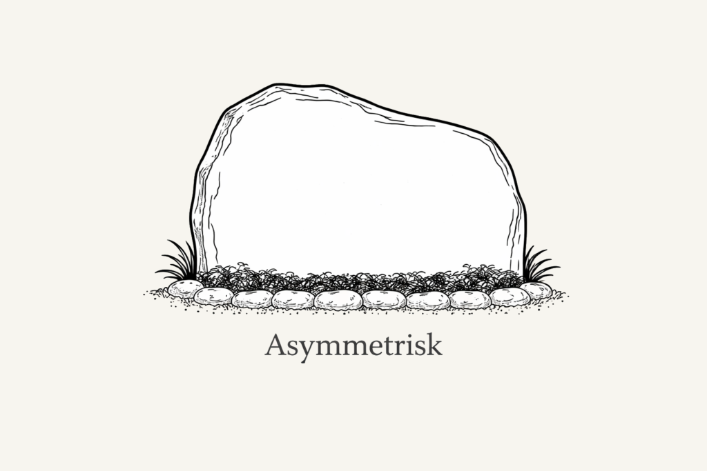 Gravstens form kaldet Asymmetrisk eller Natur